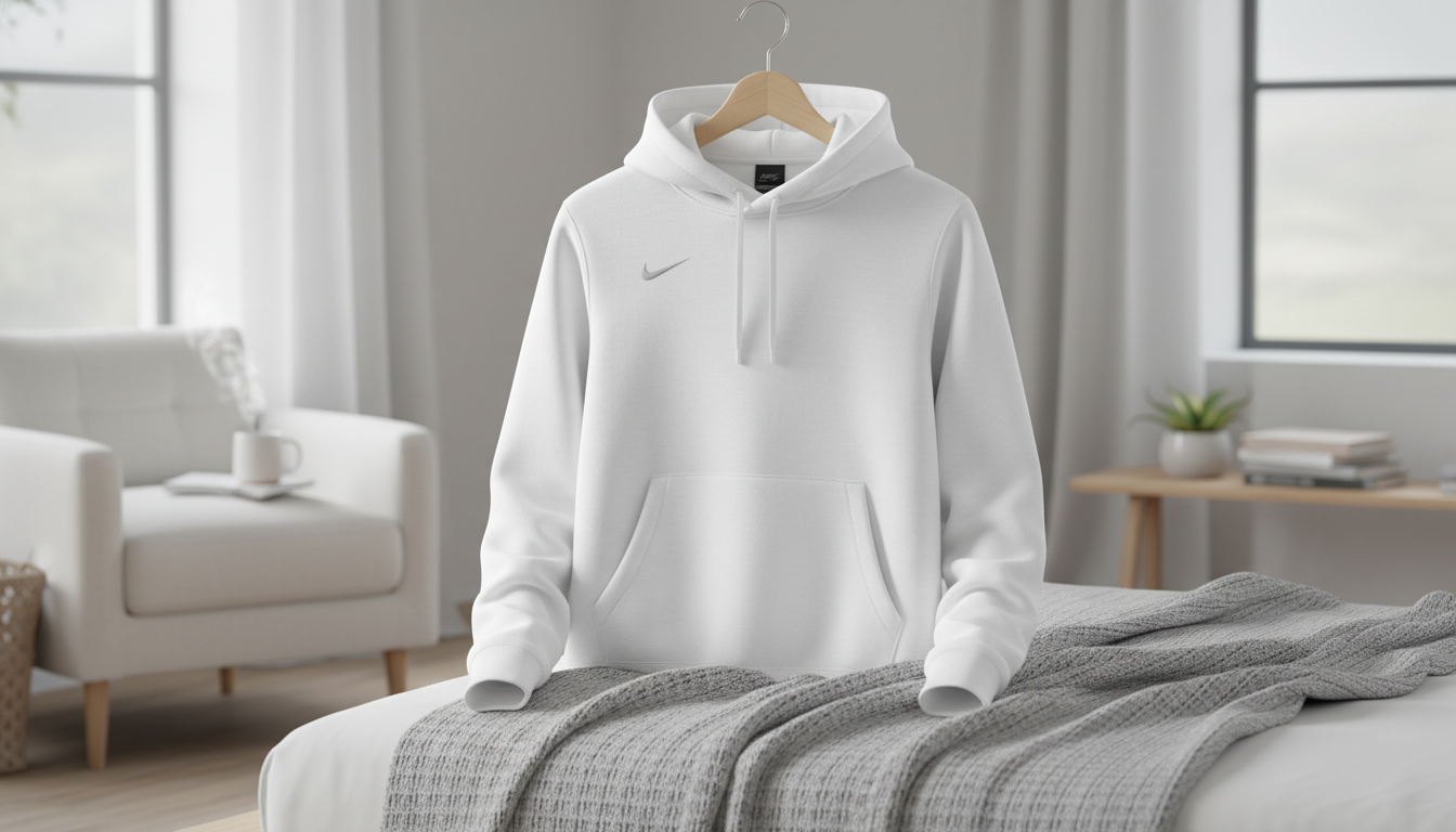 Nike Women’s White Hoodie: Clean Comfort + Front Pockets