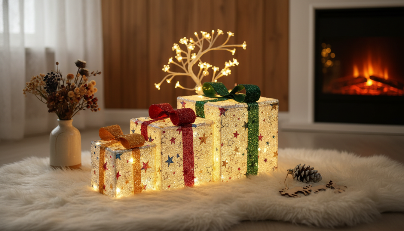 Woodland Glow: Illuminated Elk Star Gift Box Light